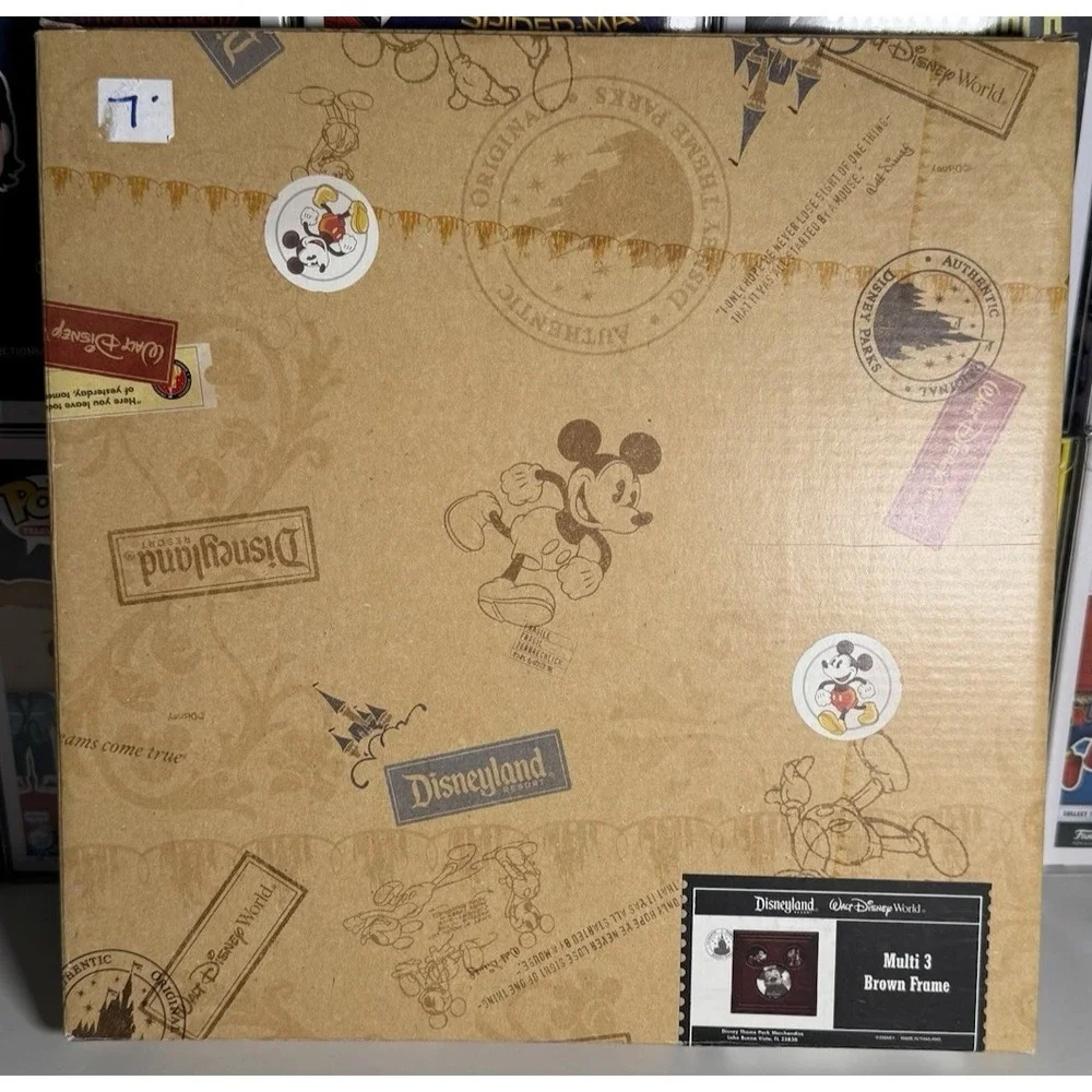 Disney Parks Mickey Mouse‎ 3 Photo Frame Multi Opening Brown Frame w Box